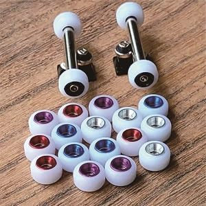 LEEFAI Fingerboard Wheels Hand Embedded Alloy Layer - Hot Finger Skateboard Wheels - Ultra Spin Bearings Wheels - 7.8mmx4.8 mm - White Wheels
