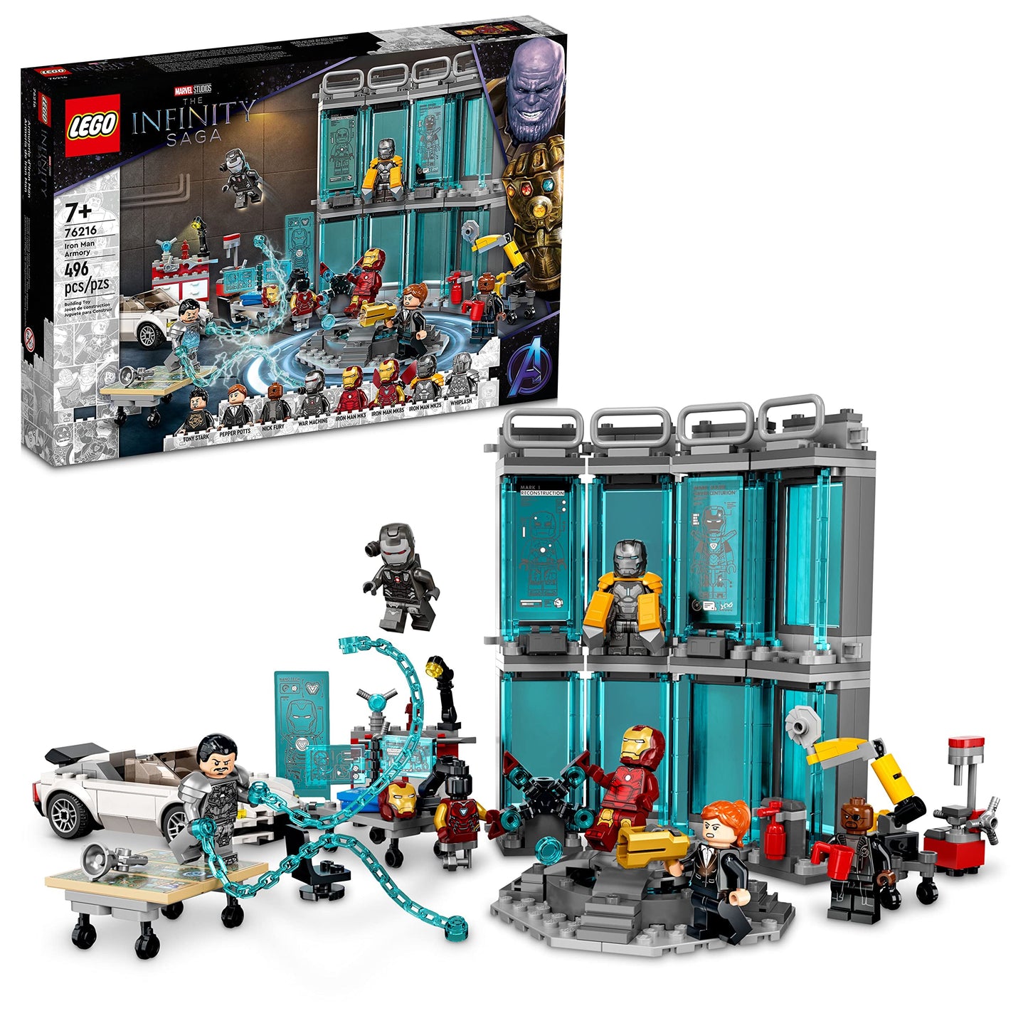 Lego Marvel Iron Man Armory Toy Building Set 76216, Avengers Gift for 7 Plus Year Old Kids, Boys & Girls, Iron Man Pretend Play Toy, Marvel Building