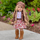 DreamWorld Collections - Urban Explorer - Clothes Fits 18 Inch Doll - Brown Motorcycle Jacket with Paperboy Hat, Dress and Boots - (Doll not Included)