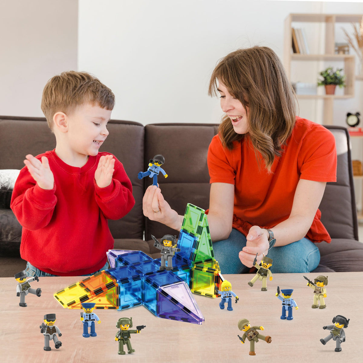 Picasso Toys Magnetic Action Figures Character Law Enforcement for Construction Building Block Tiles Toy Set Magnet Expansion Variety Pack Educational