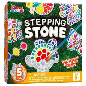 Klever Kits JOVA Stepping Stones Painting Kit for Kids - Paint 5 Garden Stones, Ceramic Garden Decor, Unicorn Craft Kits for Boys, Easter Crafts Gifts