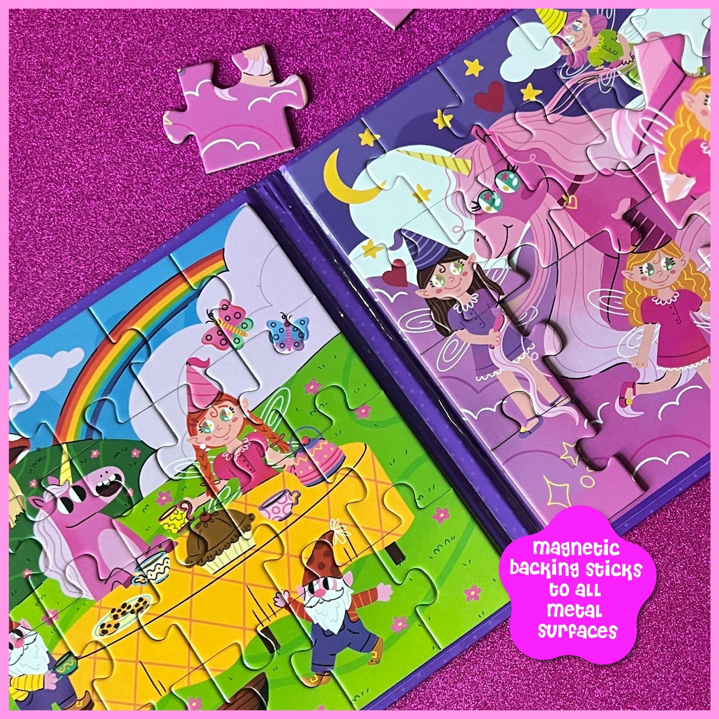 Dinomini Magnetic Puzzles for Toddlers 3-5 - Tri Fold Set with 3 x 20 Piece Magnetic Puzzles - Travel Activities for Preschoolers - Learning