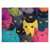 1000 Piece Puzzle for Adults, Colorful Whimsical Cat Faces Illustration, Premium Matte Finish, Thick Blue Cardboard, Fun and Challenging Jigsaw