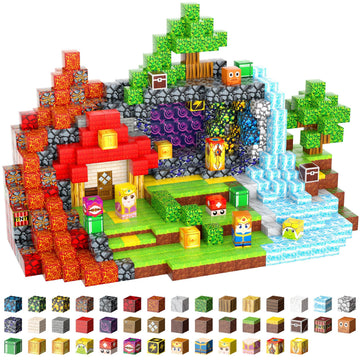 FXLYNAF Magnetic Blocks, 200-Piece 0.8in Build Knight&Princess Magnet Game Set, Stacking Building Blocks Cubes Magnets for Kids, STEM Sensory Creative