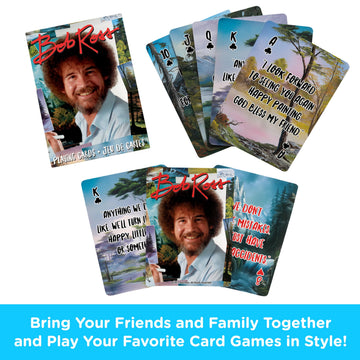 AQUARIUS Bob Ross Quotes Playing Cards Standard Size - Themed Novelty Deck with 52 Unique Painting Designs - Collectible Merchandise Gift for Teens