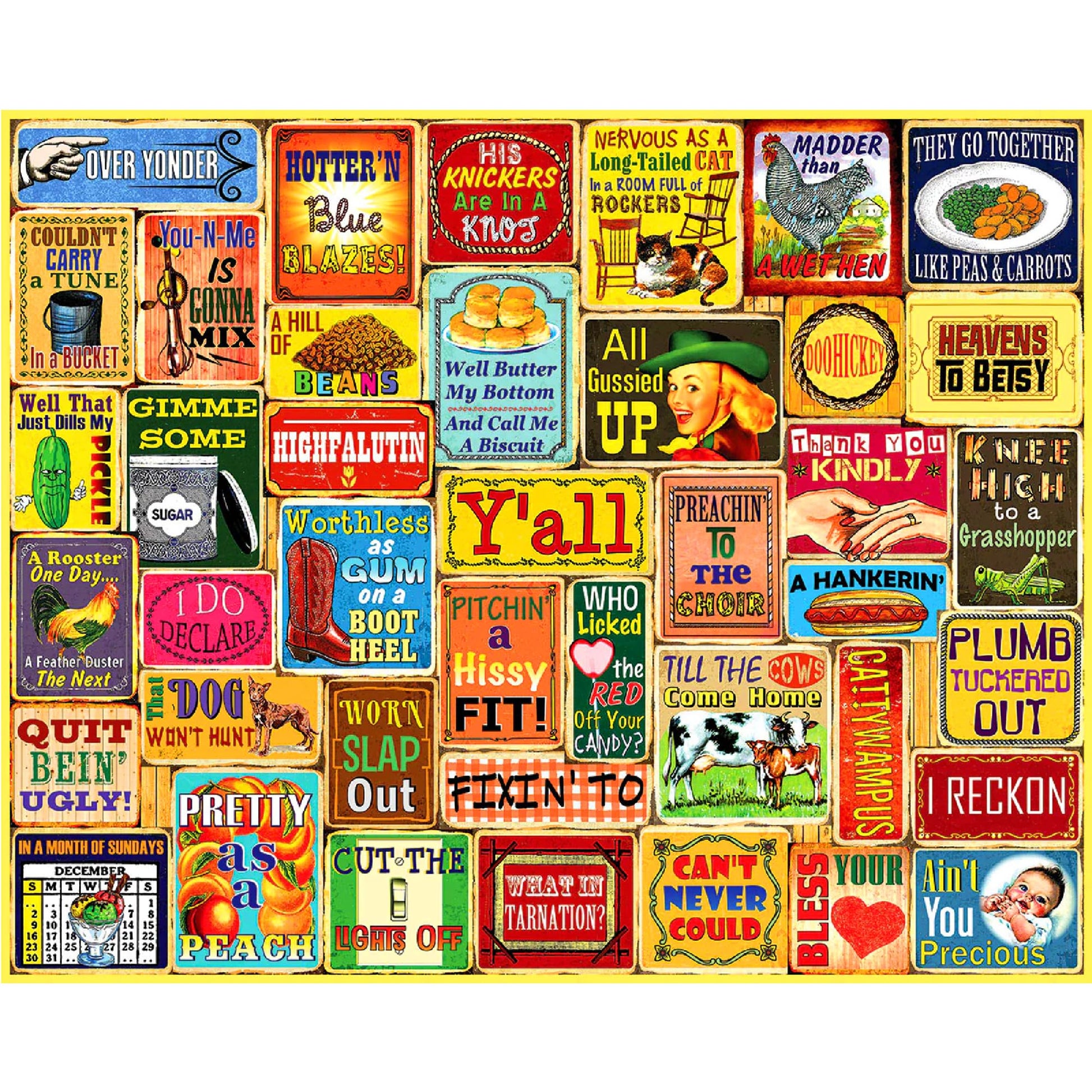 White Mountain 1000 Piece Jigsaw Puzzle Country Sayings, Southern Charm