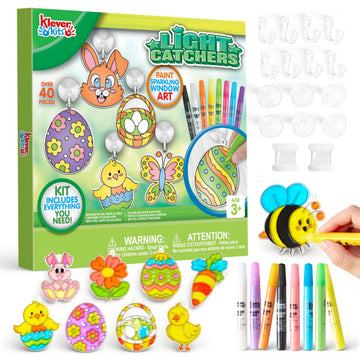 Klever Kits 18 Pcs Easter Suncatchers Crafts Set, Suncatcher Window Art Craft Kit for Kids Art & Home School Activities Party Favor Easter Party