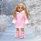 Cotton Candy - 3 Piece Doll Clothes Outfit for 18 inch Dolls - Parka with Hood, Dress, and Boots (Doll Not Included)