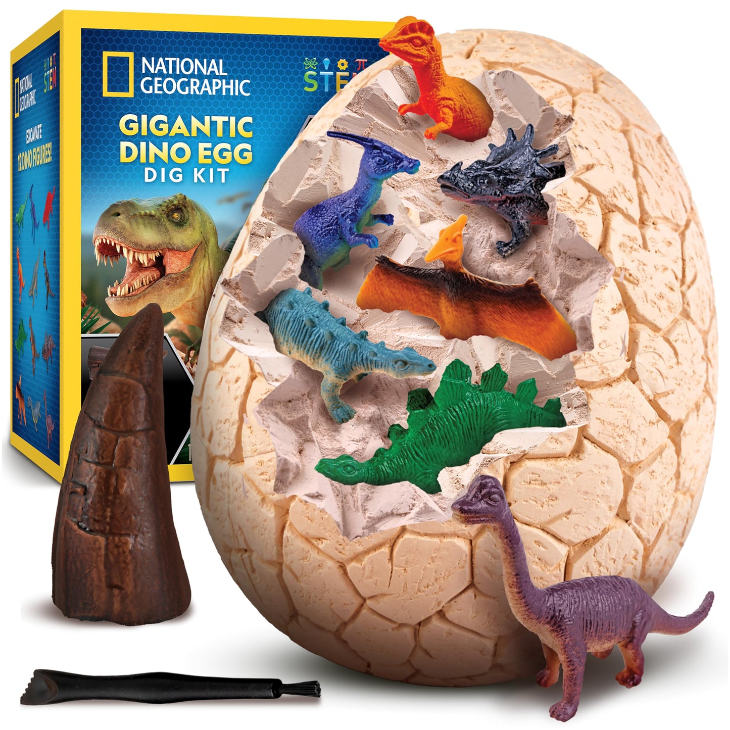 National Geographic Jumbo Dinosaur Egg Dig Kit with 12 Dino Figures