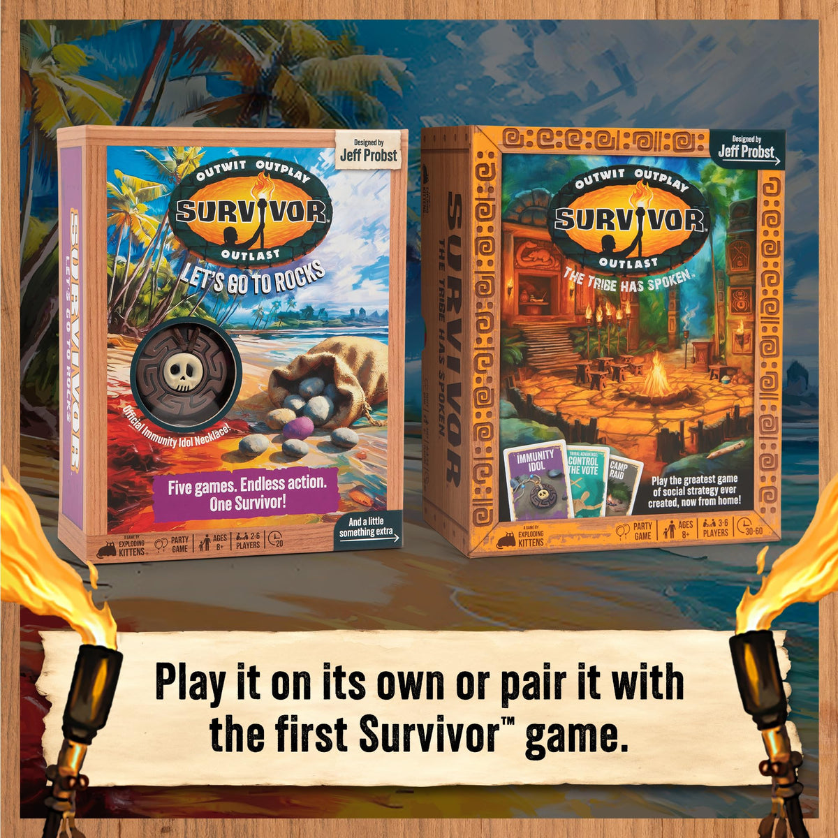 Exploding Kittens: Survivor Let's Go to Rocks, 2-6 Players, Ages 8+