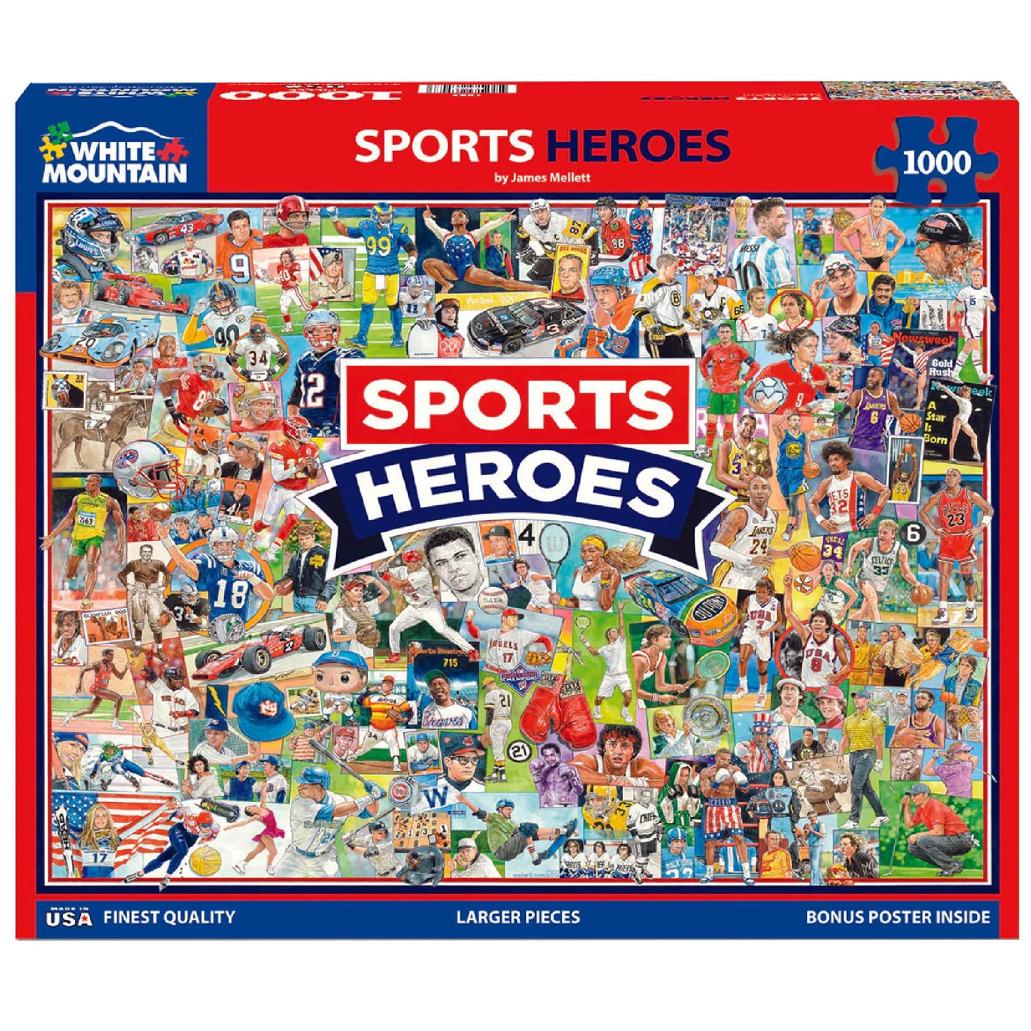 White Mountain 1000 Piece Jigsaw Puzzle Iconic Athletes, Sports Heroes