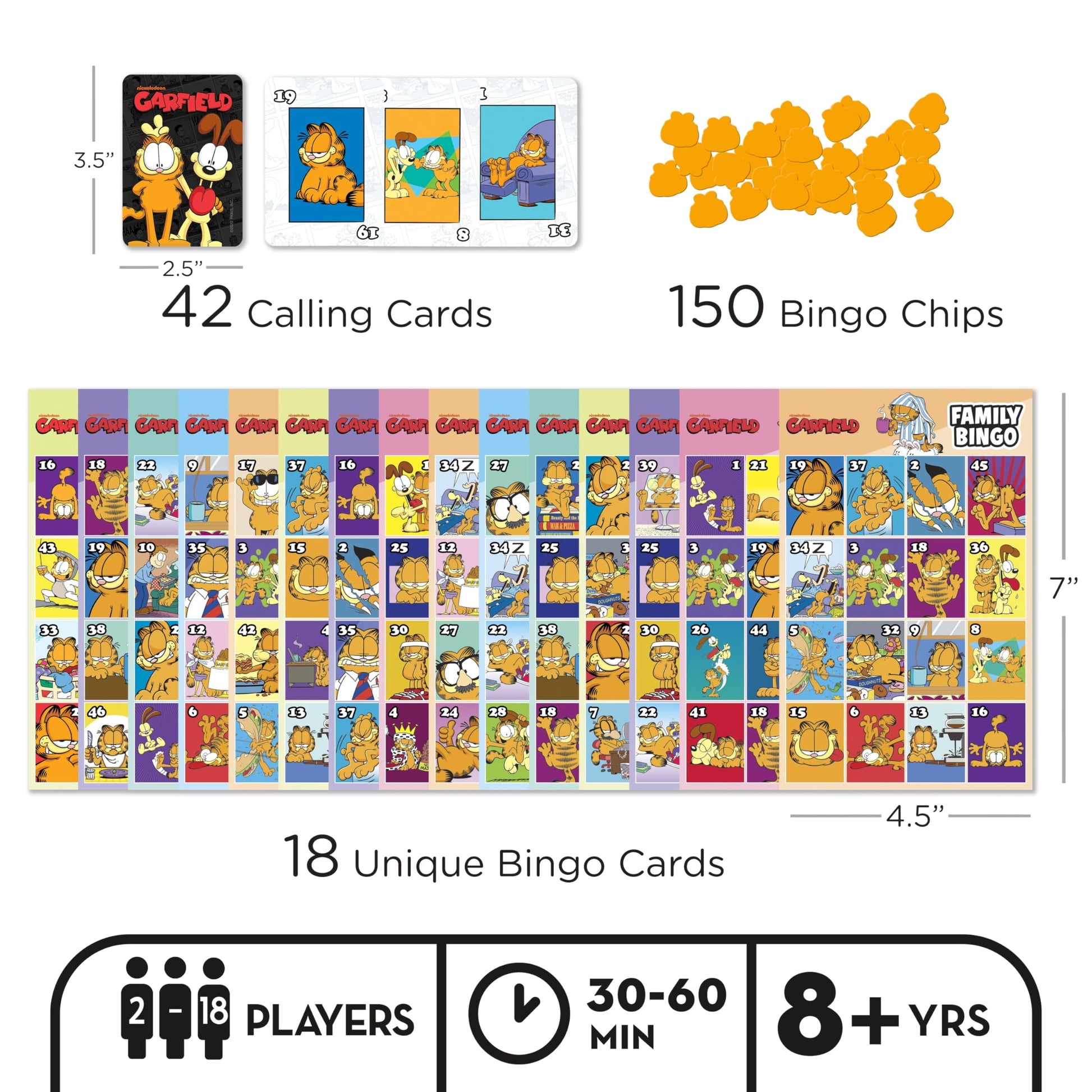 Aquarius Garfield Family Bingo Game, Nickelodeon Party Board Game for Kids Teens Adults, Officially Licensed Lasagna Cat Gift, Ages 8+