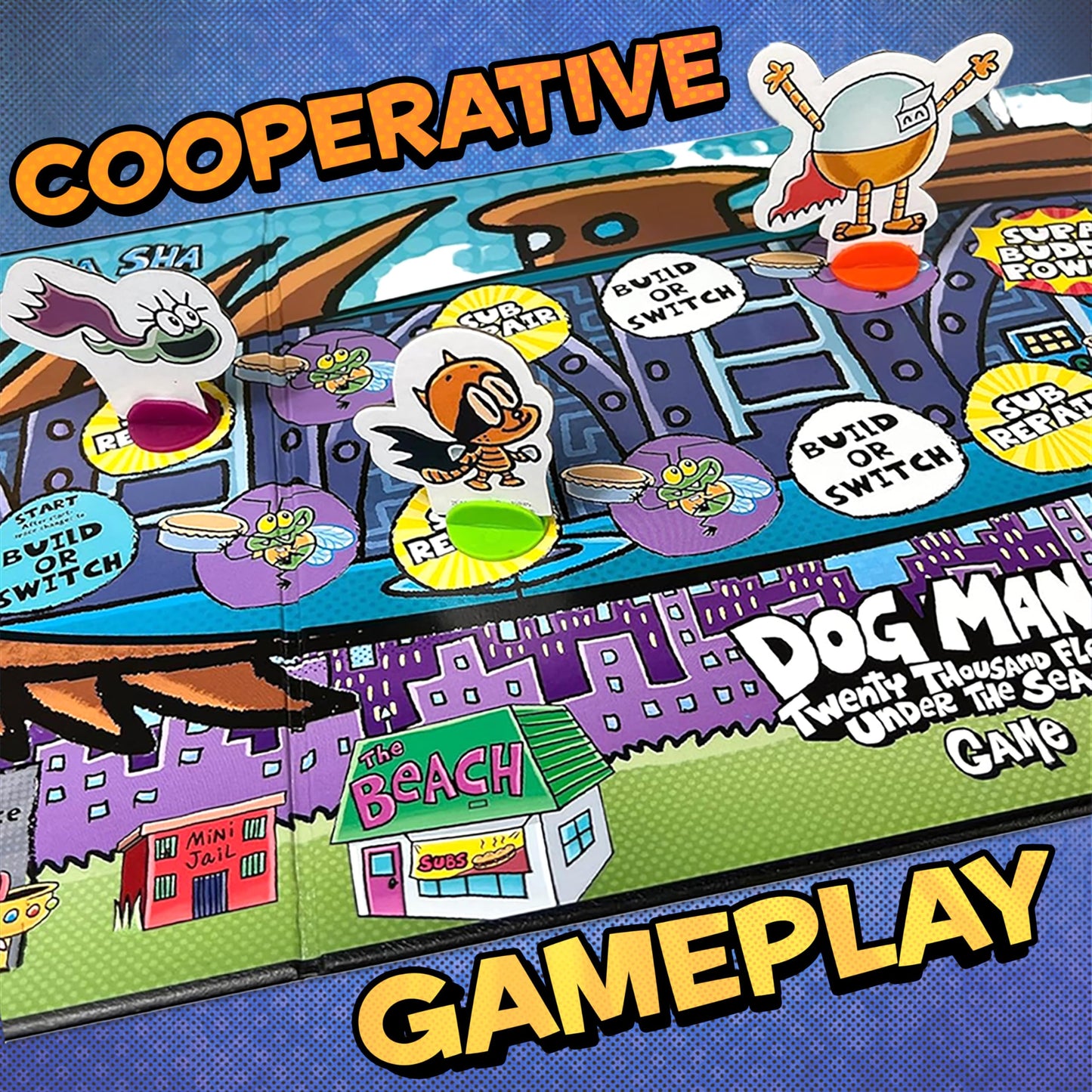 University Games, Dog Man Twenty Thousand Fleas Under The Sea, Board Game for Kids, Family Game Ages 6+, Based on Dav Pilkey Dog Man Books