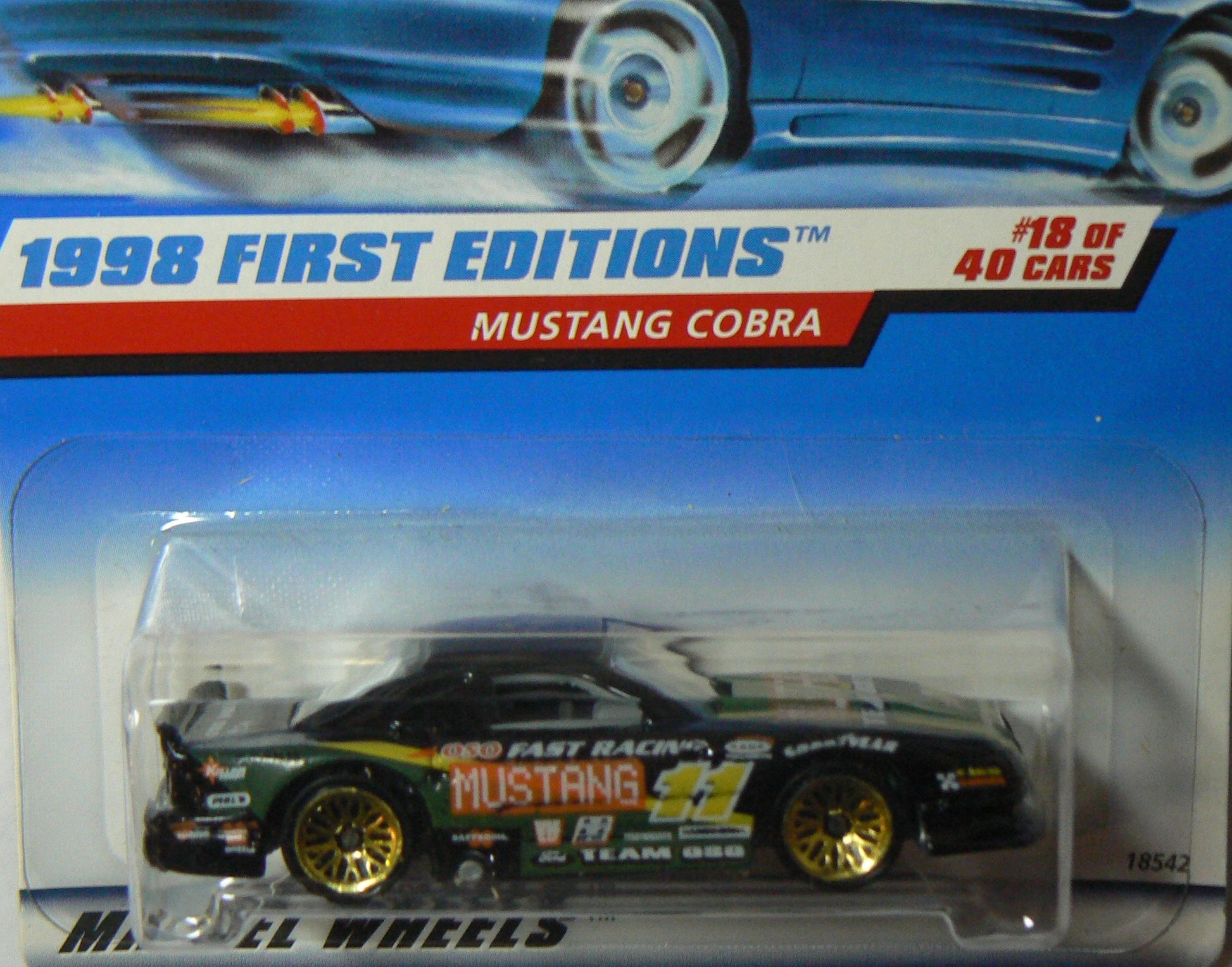 Hot Wheels Mustang Cobra Black 1998 First Editions Series #18 of 40 Basic Car 1:64 Scale Series Collector #665
