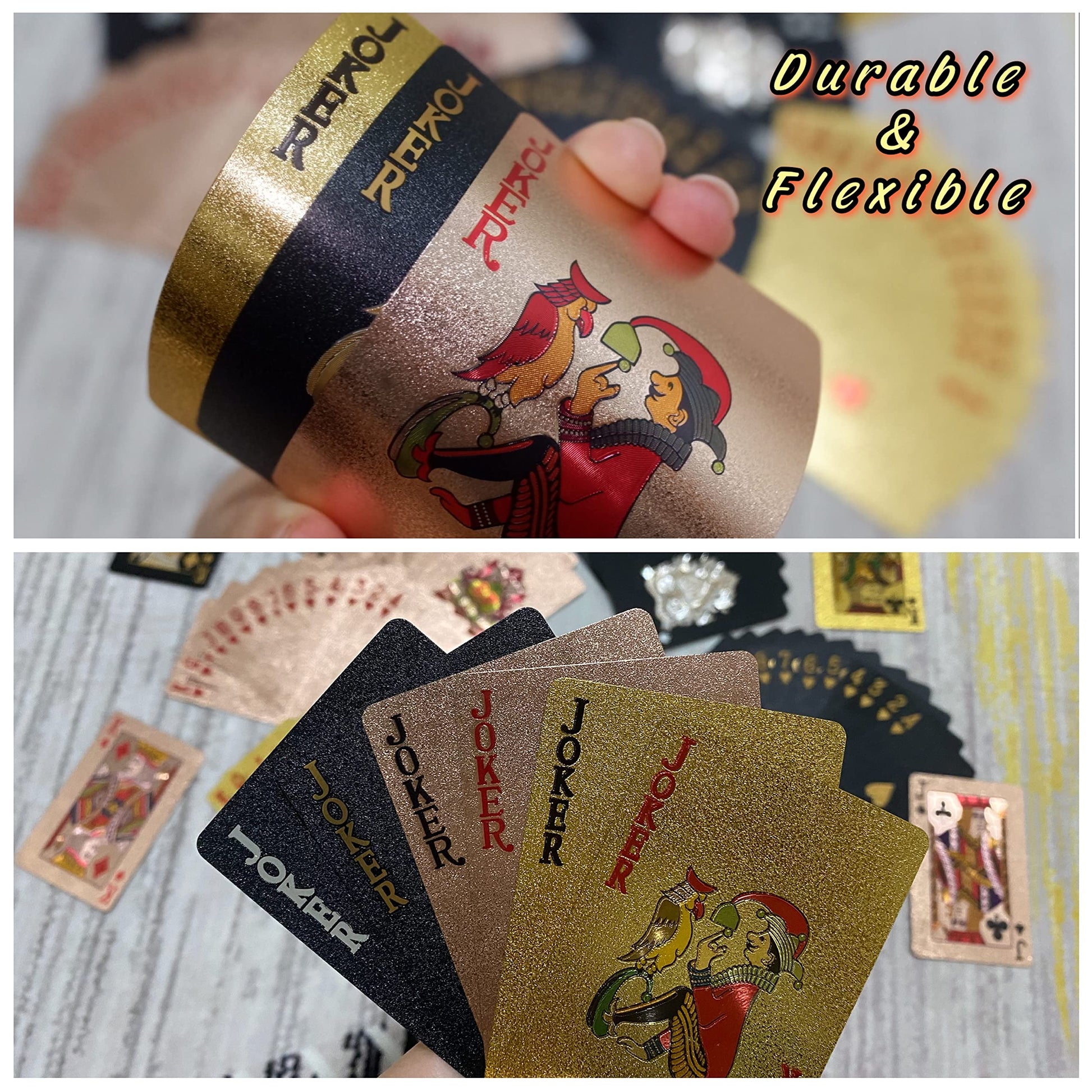 3 Decks Waterproof Playing Cards,Plastic Poker Card with Flexible Case,Deck of Standard Playings Cards Game,Magic Tricks Pool Beach Parties Games,Cool