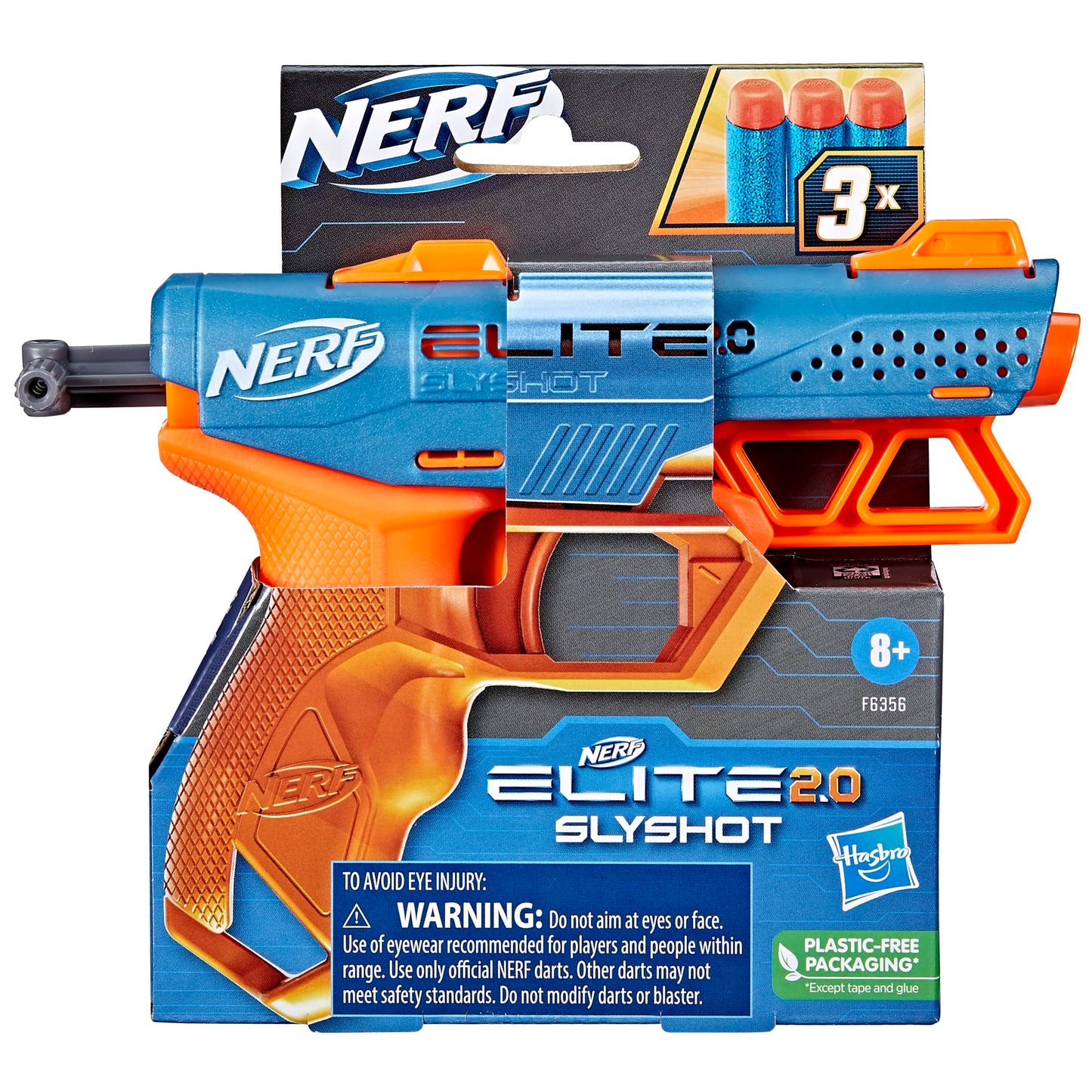 Nerf Elite 2.0 Slyshot Blaster, 2 Dart Storage, 3 Nerf Elite Darts, Pull to Prime Handle, Toy Foam Blaster for Outdoor Kids Games