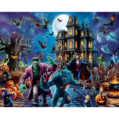 White Mountain 1000 Piece Jigsaw Puzzle Classic Spooky, Halloween Horror