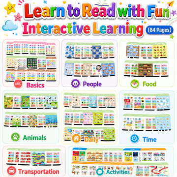 JAESITETER Screen-Free Learning Tablet, Phonics Talking Flash Cards, 84 Pages, 36 Themes, 2800+ Knowledge Points, 500+ Test Library, 300+ Thinking