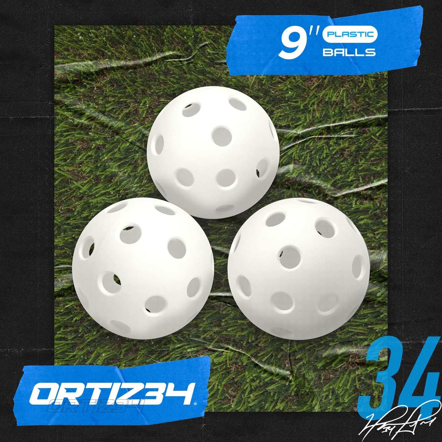 Ortiz34 Bat & Ball Set - Graffiti Plastic Bat & Ball Homerun Set- David Ortiz Backyard Baseball Set for Youth, Kids, Teenagers, Adults (Bat & Ball