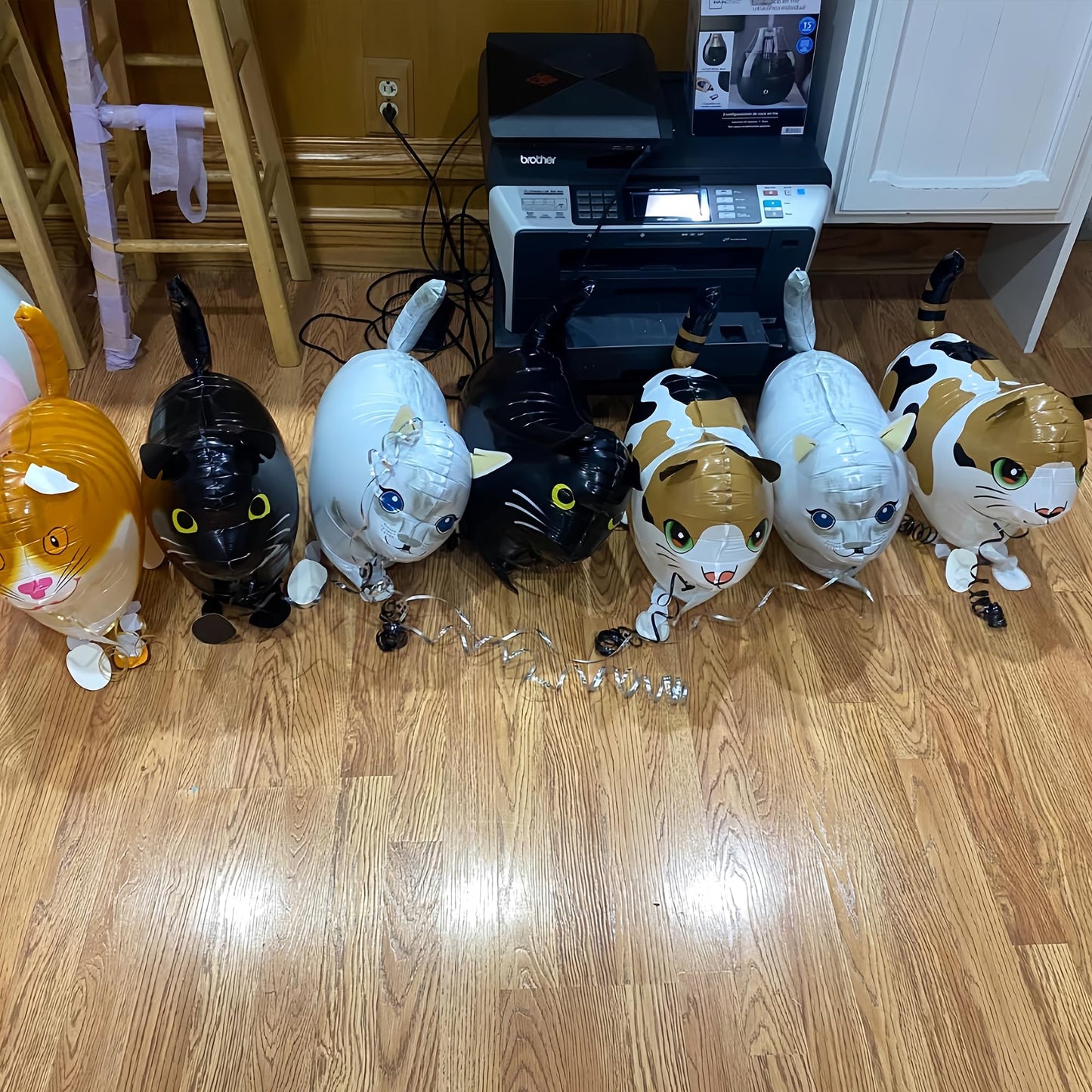 6Pcs Walking Cat Balloons, Animal Foil Mylar Balloon Kids Birthday Party Pet Theme Decorations, Farm Birthday Decorations for Cats Theme Party