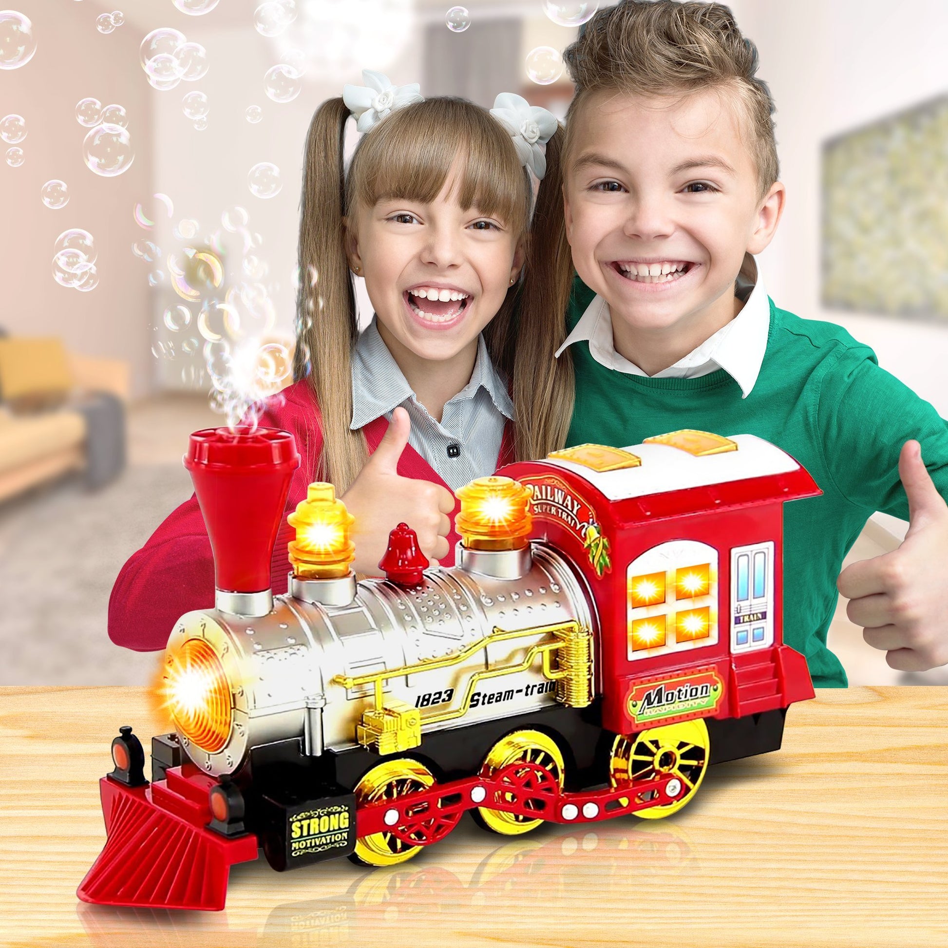 ArtCreativity Christmas Train Toy Bubble Machine for Kids, Bubble Blower Maker, Bubble Music Train for Kids with Lights & Sounds, Toddler Outdoor