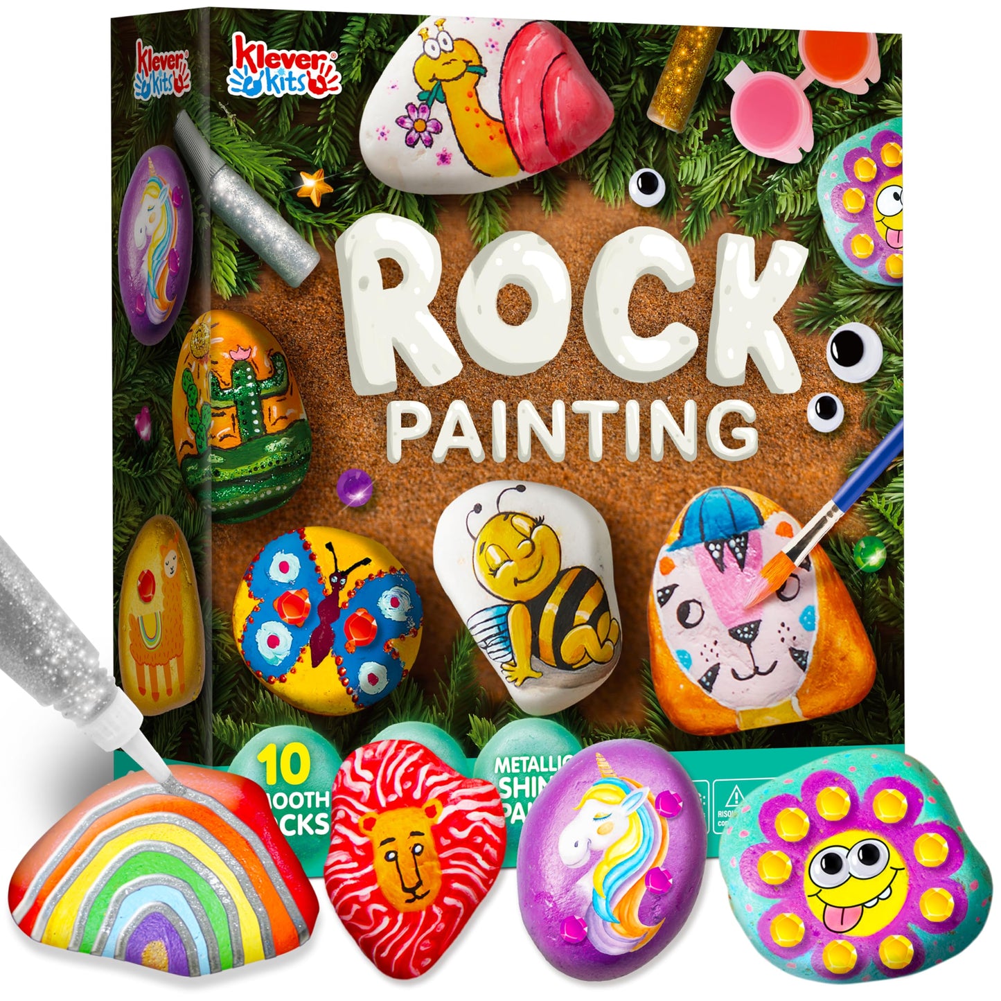 Rock Painting Kit for Kids, Arts and Crafts for Girls & Boys Ages 6-12, DIY Supplies for Painting Rocks, Easter Craft Kits Art Set, Toddler Birthday