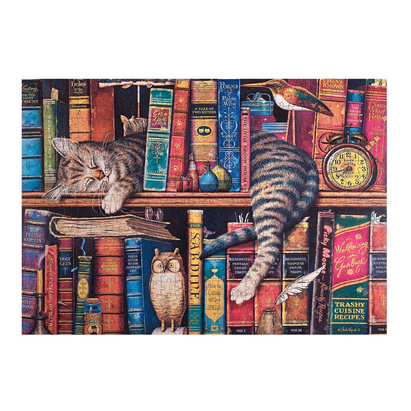 Buffalo Games - 500 Piece Wooden Jigsaw Puzzle Charles Wysocki Frederick The Literate, Unique Shaped Pieces, Giftable Wooden Box, Fabric Bag, Full