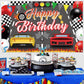 Racing Cars Happy Birthday Decorations Backdrop Banner, Race Car Fast Birthday Party Decorations Photo Background Backdrop for Birthday Party Supplies