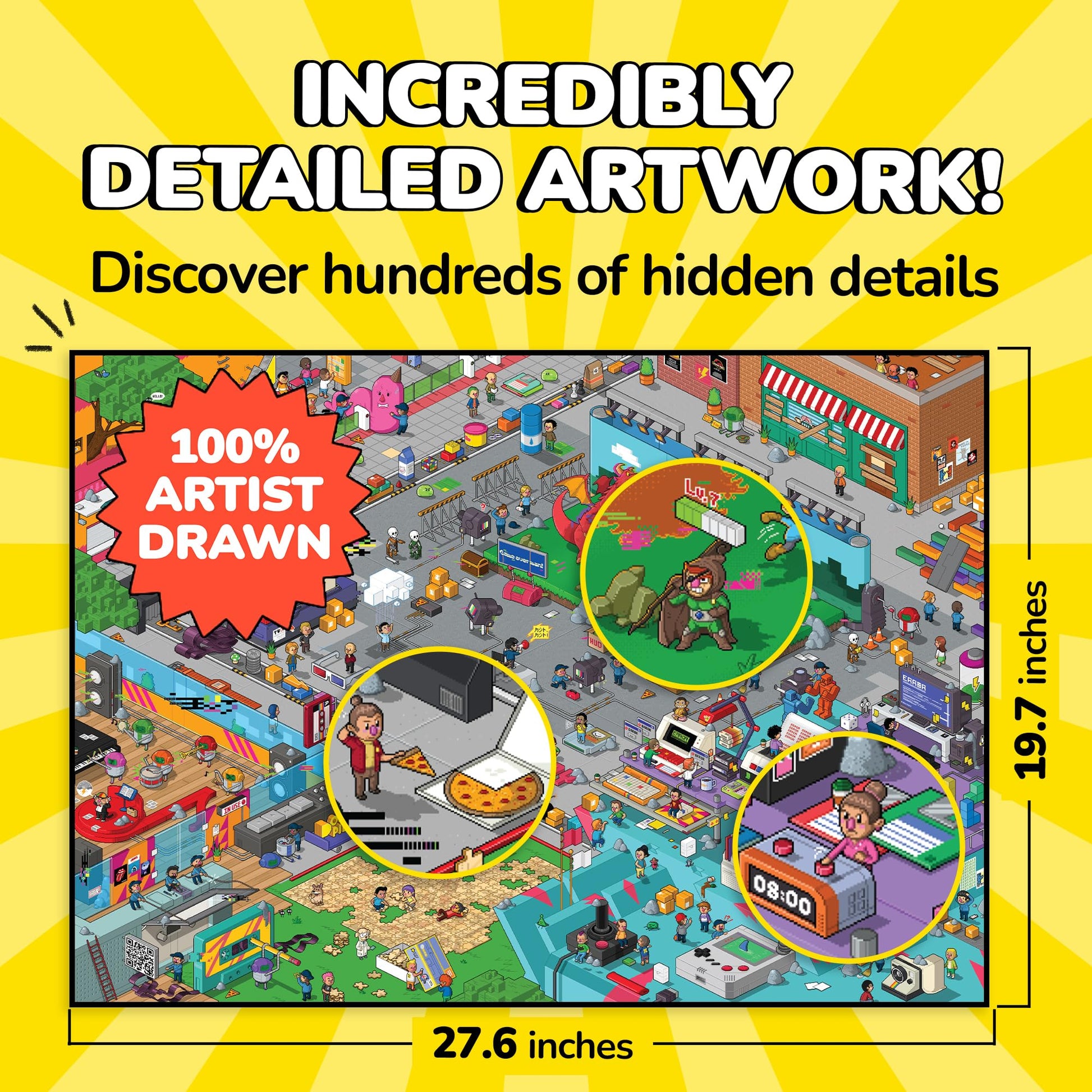 Odd Pieces Jigsaw Puzzles 1000 Pieces with Storytelling Comics, for Women, White Elephant, Mystery Puzzle for Adults & Kids - 19.7'' x 27.6''