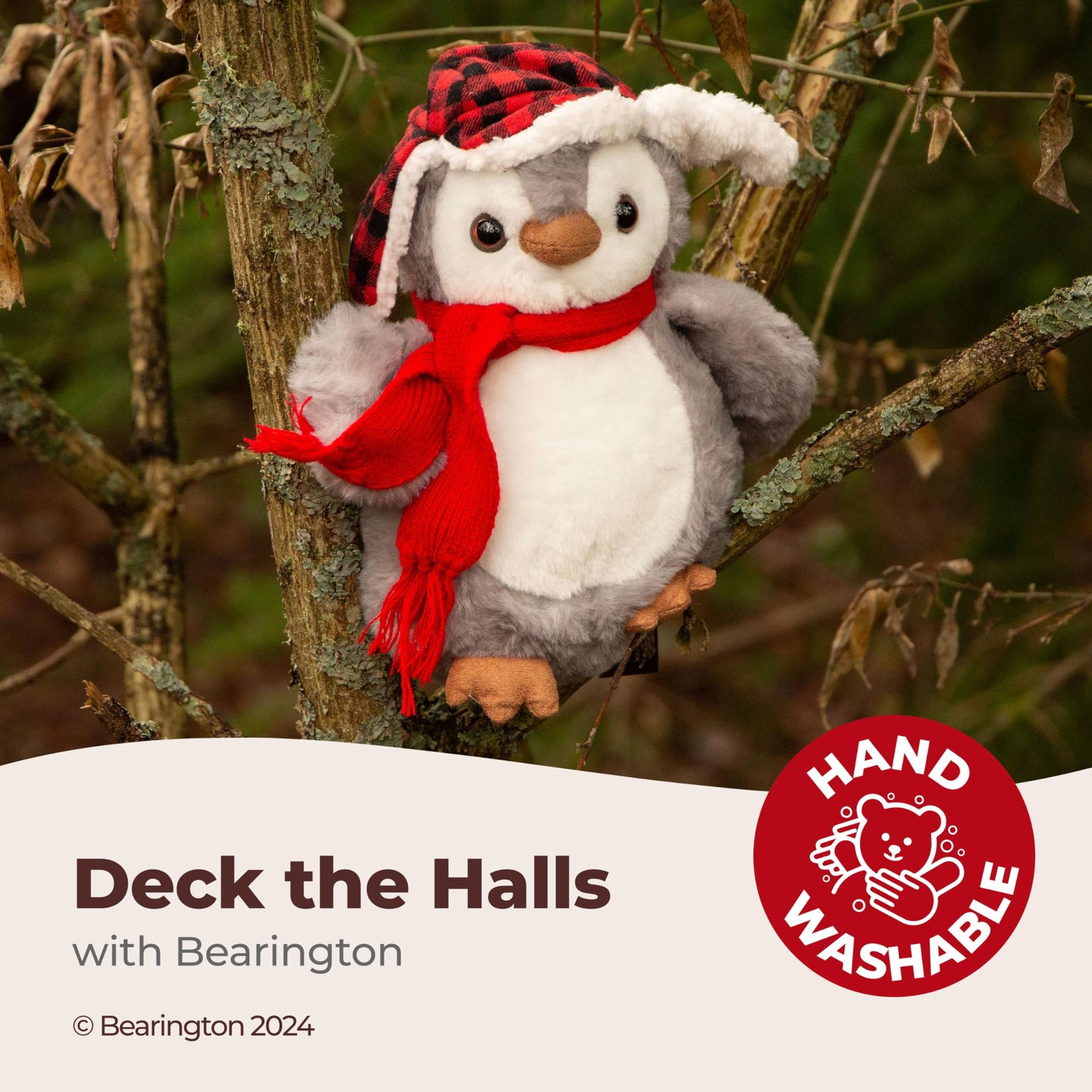 Bearington Cappy Christmas Penguin Stuffed Animal - 9.5" Soft Christmas Penguins Plush Toy with Scarf and Hat - Adorable and Huggable Penguin Plushies