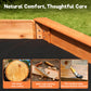 FUNTOK 85''x85''x9'' Octagon Sandbox for Kids, Large Natural Wooden Sandpit with 4 Benches, Bottom Liner, PVC Cover, 198 Lbs Weight Capacity, Sand Box