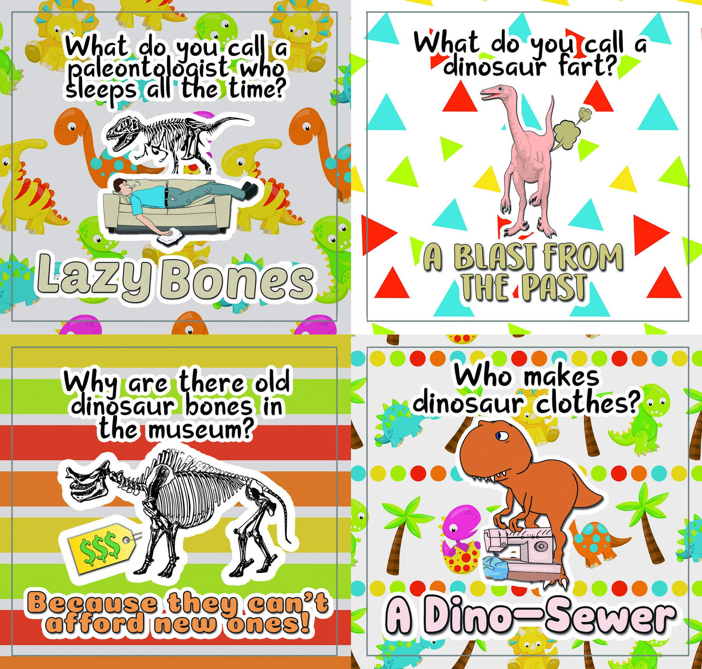 Creanoso Funny Dinosaurs Humor Stickers (10-Sheet) - Classroom Reward Incentives for Students and Children - Stocking Stuffers Party Favors