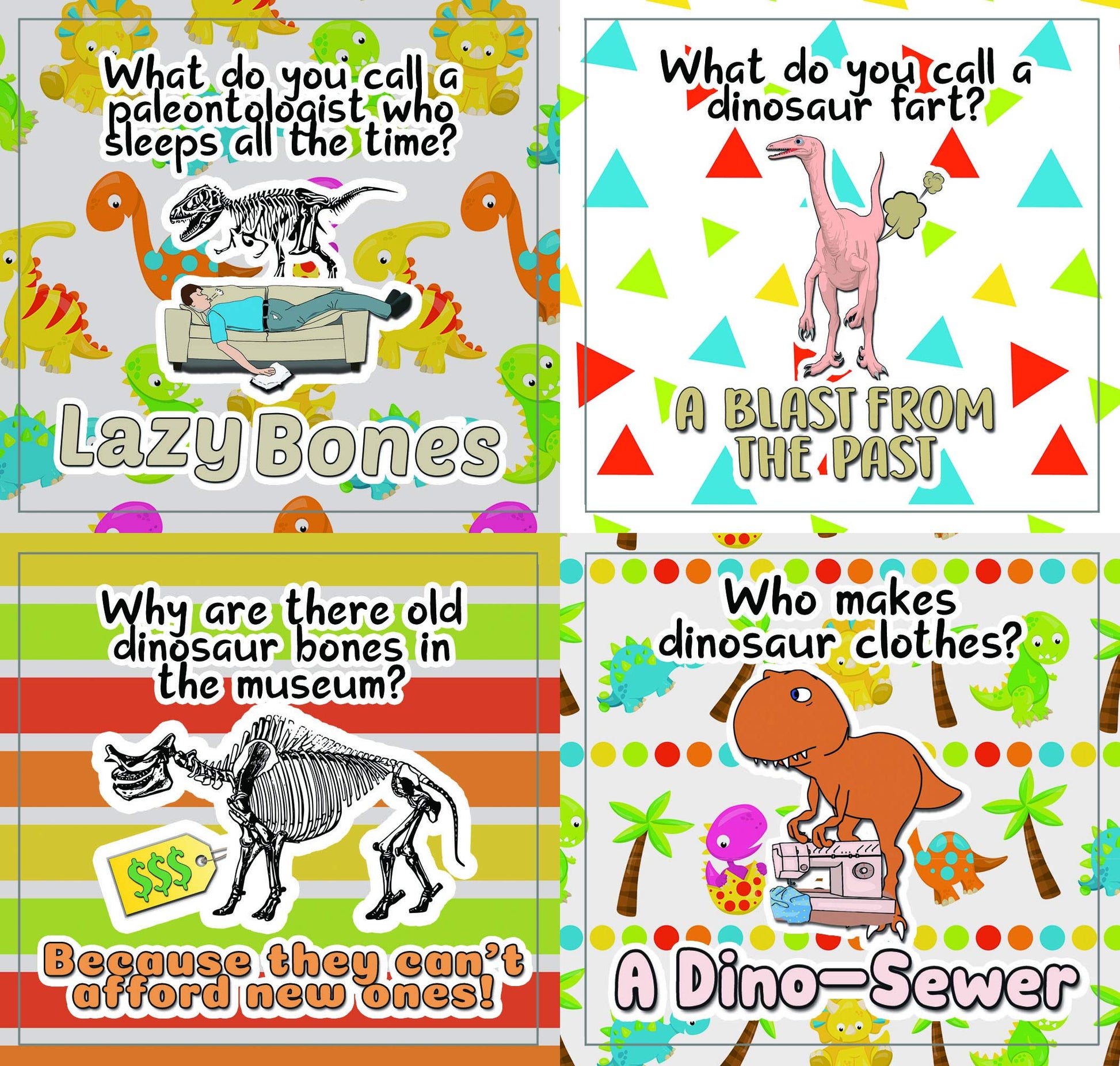 Creanoso Funny Dinosaurs Humor Stickers (10-Sheet) - Classroom Reward Incentives for Students and Children - Stocking Stuffers Party Favors