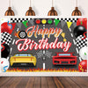 Racing Cars Happy Birthday Decorations Backdrop Banner, Race Car Fast Birthday Party Decorations Photo Background Backdrop for Birthday Party Supplies