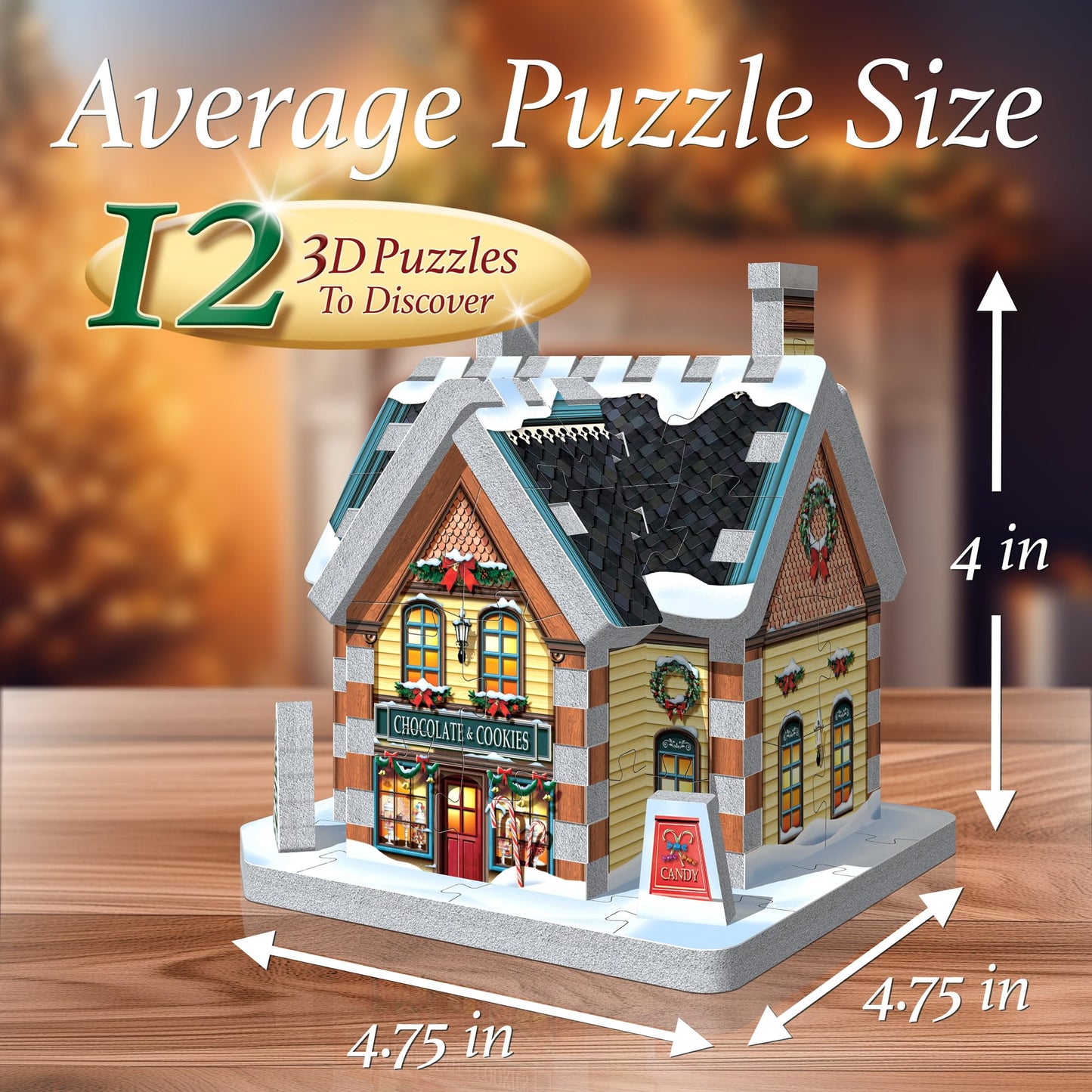 Wrebbit3D Advent Calendar 3D Puzzle | Discover and Build Charming Houses for an Everlasting Holiday Display | 12 Individually Packed Puzzles (870