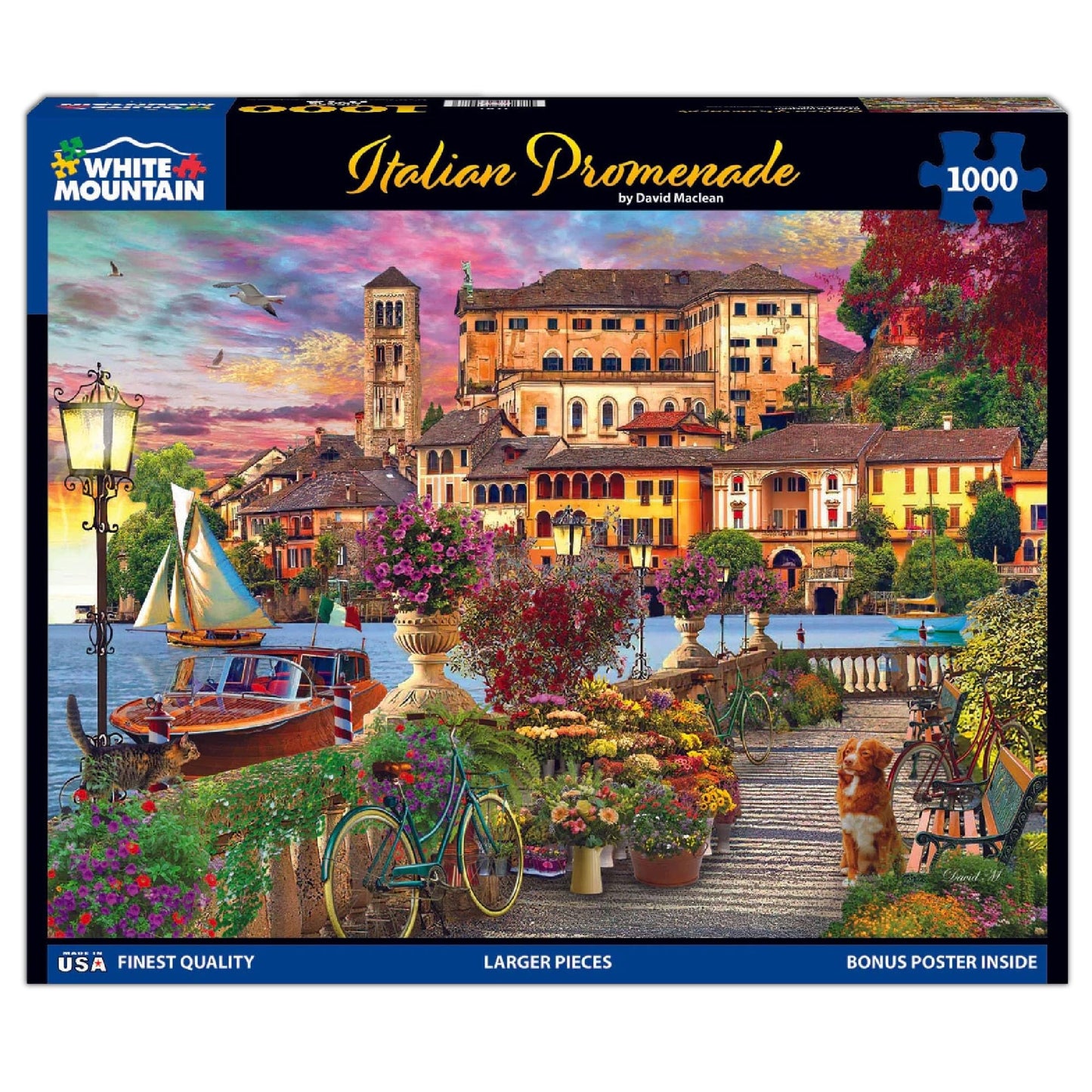 White Mountain 1000 Piece Jigsaw Puzzle Scenic Italy, Italian Promenade