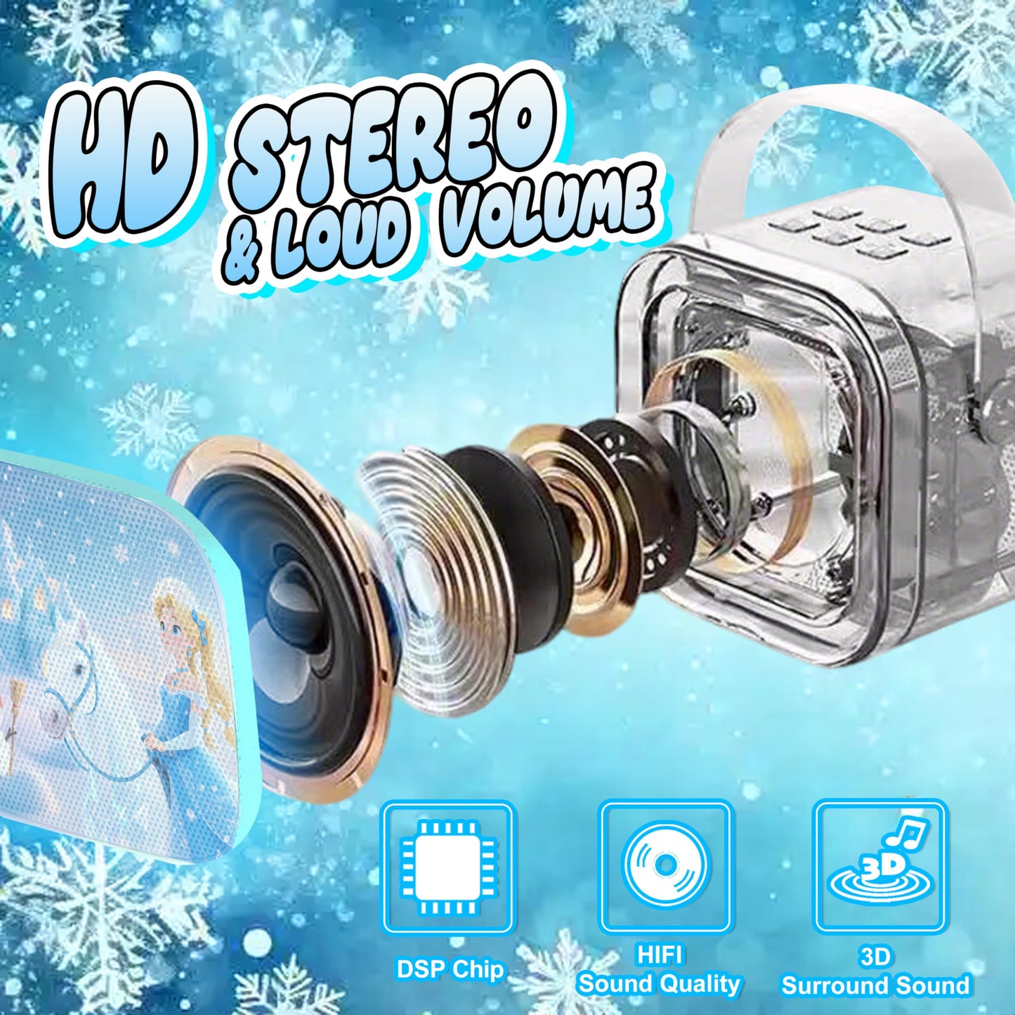 Kids Karaoke Machine for Kids Frozen Toys Gift, Mini Karaoke Machine with 2 Wireless Microphones for Girl 3 4 5 6 7 8 Year Old Girl Birthday Gifts for