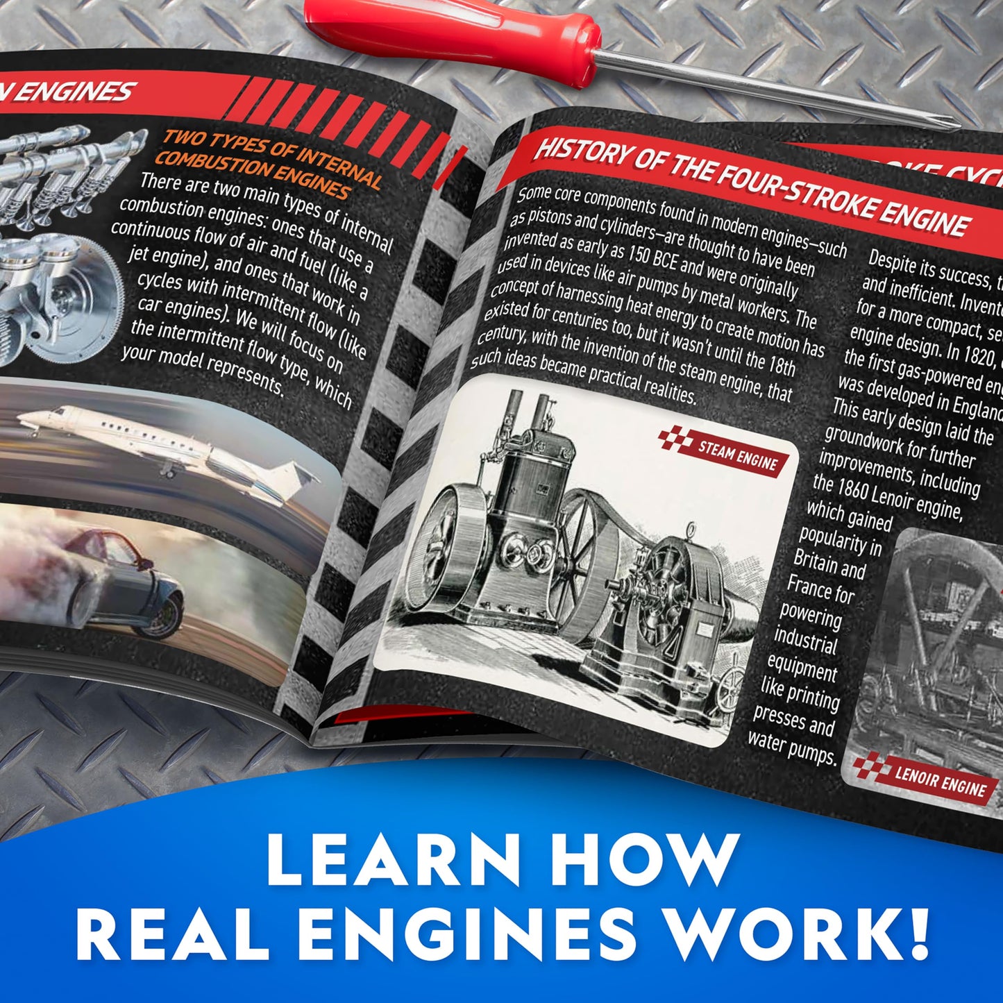 National Geographic 4-Cylinder Engine Building Kit Working Model for Kids