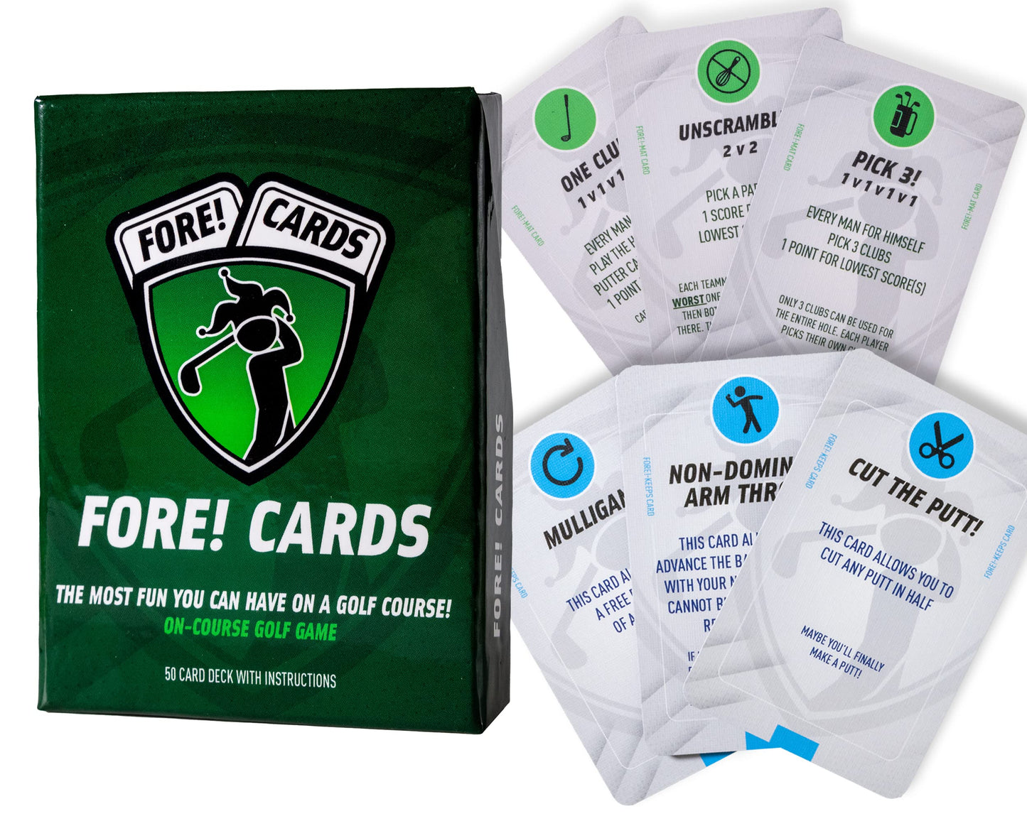 Fore! Cards On-Course Golf Card Game & Expansion Pack Bundle - Fun Golf Games with Classic & Crazy Formats for Foursomes - Unique Golf Gift for Men