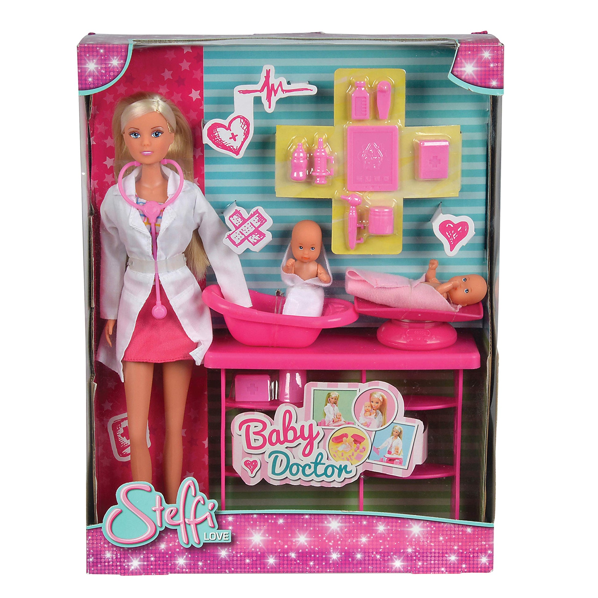 Simba Toys: Steffi Love Baby Doctor Playset, Includes a Baby Scale, Baby Bath and Observation Table, Promotes Pretend Play, for Ages 3 and up