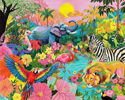 Springbok Tropical Jungle 1000 Piece Jigsaw Puzzle for Adults - Poster Now Included - Lush Exotic Nature Puzzle - Unique Cut Pieces - Made in USA