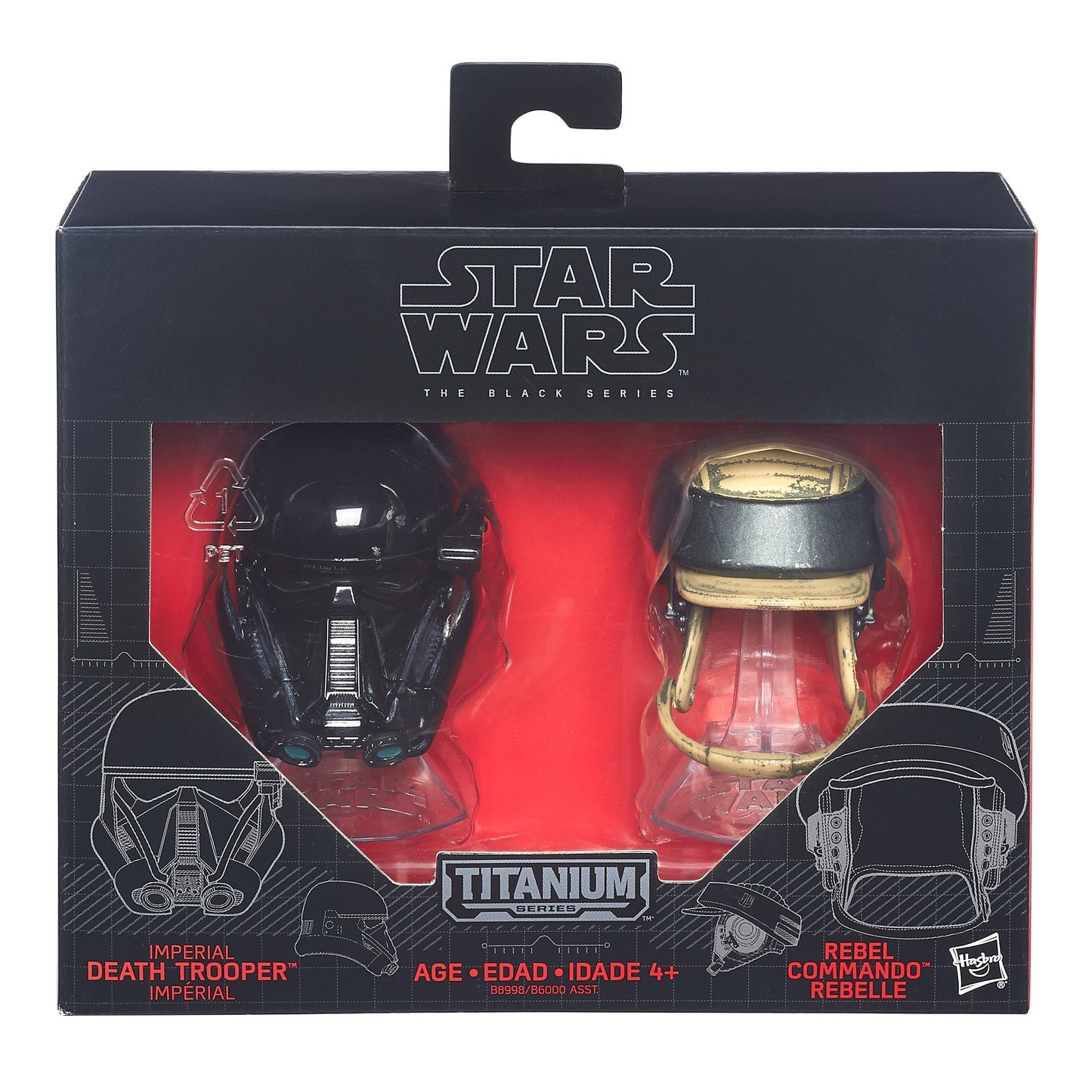 Star Wars Black Series Titanium Series Imperial Death Trooper and Rebel Commando Helmets