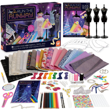 MindWare Fashion Designer Kits Ages 8+ - Run The Runway DIY Craft Kit for Girls - Creative Learning Activity for Kids - Design Dresses
