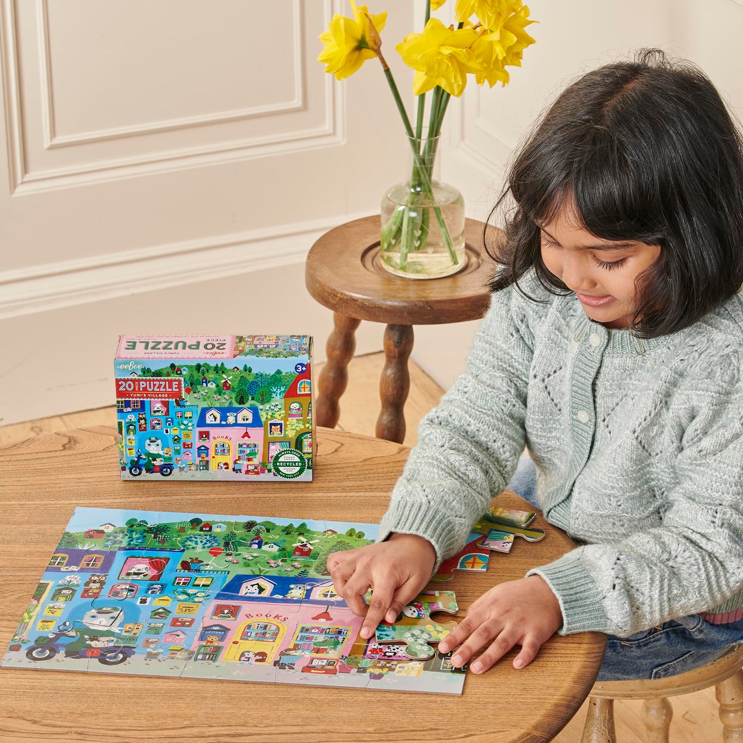 eeBoo Yumi's Village 20 Giant Piece Children's Puzzle, 15" x 11"