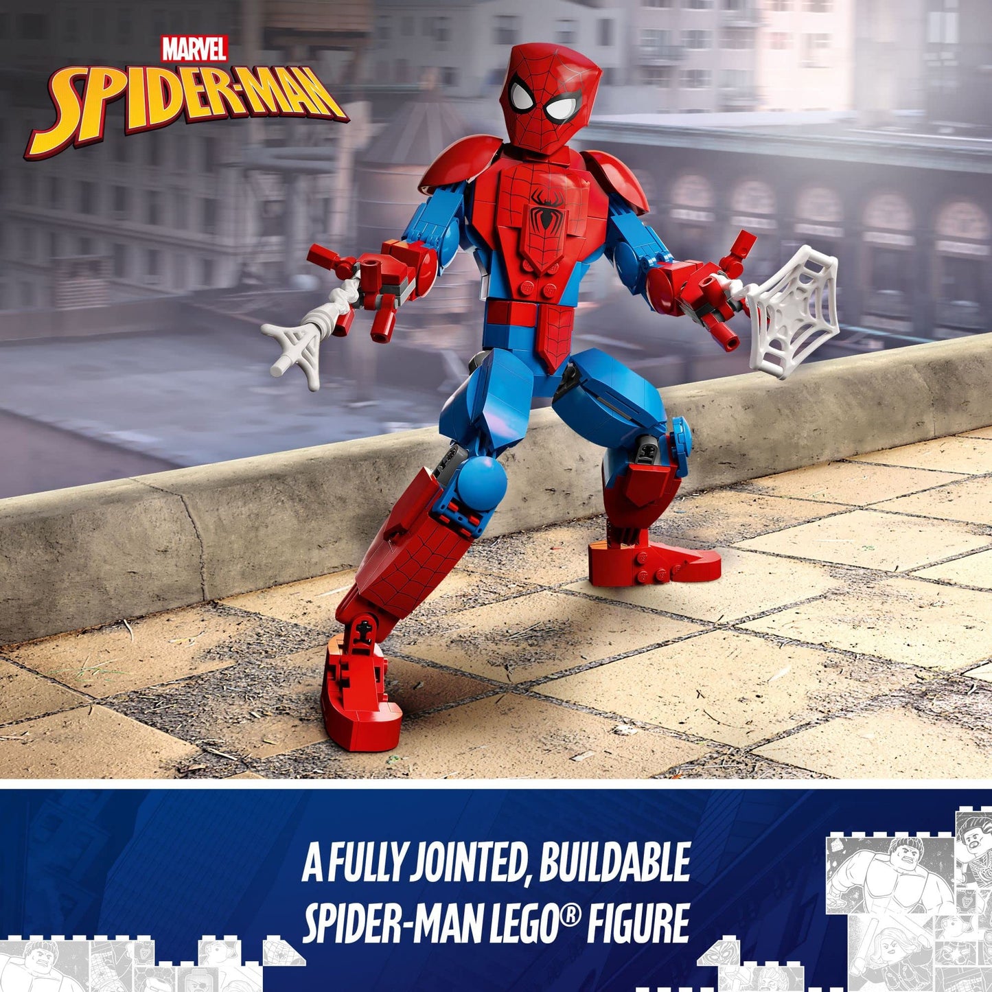 LEGO Marvel Spider-Man Building Toy, Fully Articulated Action Figure, Superhero Movie Set with Web Elements, Gift for Grandchildren, Collectible Model