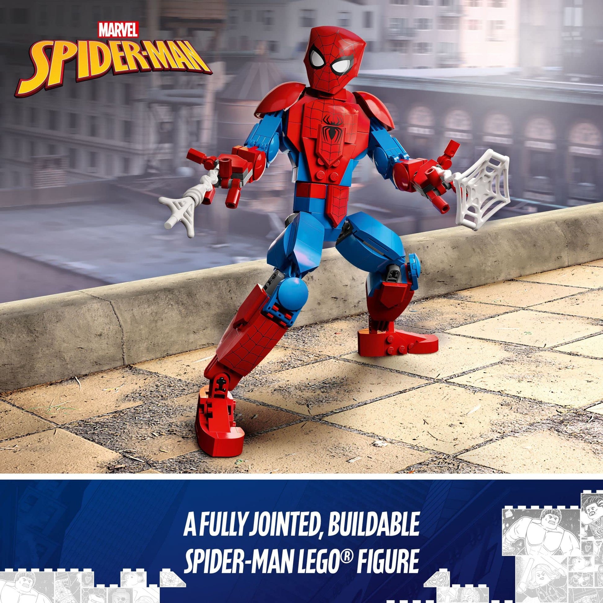 LEGO Marvel Spider-Man Building Toy, Fully Articulated Action Figure, Superhero Movie Set with Web Elements, Gift for Grandchildren, Collectible Model