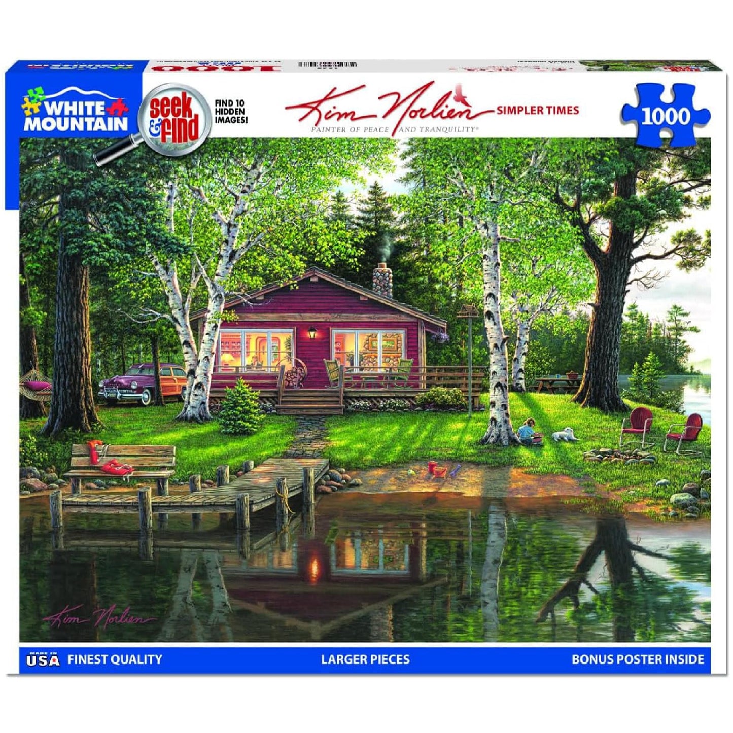 White Mountain 1000 Piece Jigsaw Puzzle Scenic Lake House, Simpler Times