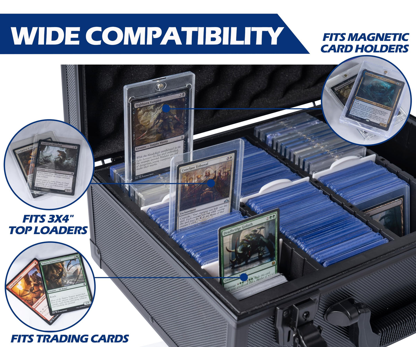 D DACCKIT Top Loaders Storage Box - Hard Case for 3" x 4" 35pt Rigid Card Holders for Trading Cards & Sports Cards (Fits Top Loaders and Magnetic Card