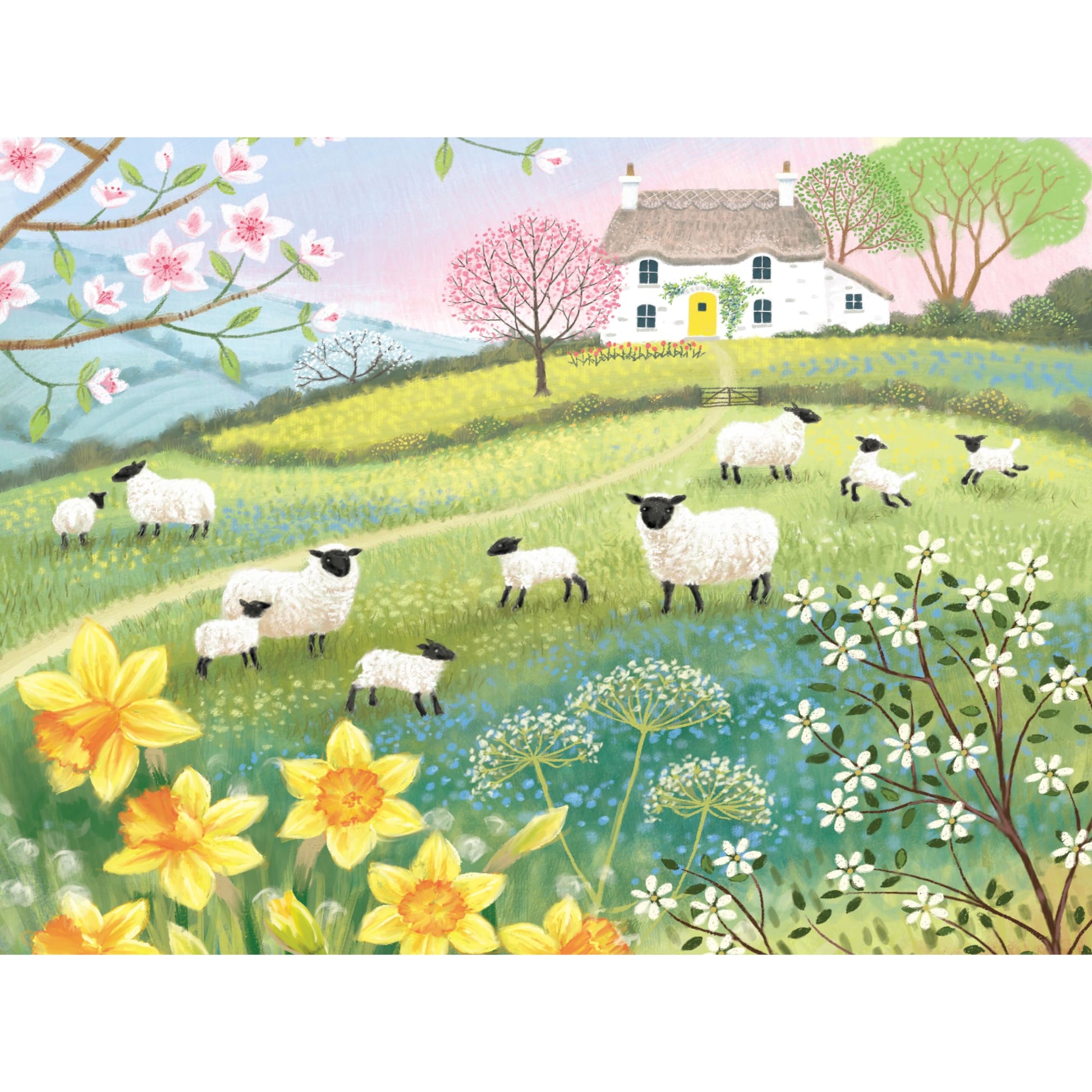 1000 Piece Puzzle for Adults IAN Saxton Spring Lambs Folk Art