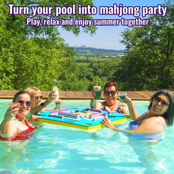 Mahjong Aura - Floating Mahjong Table for Pool - Swimming Pool and Hot Tub Float Board for Card Games, Scrabble, Dominoes, Poker - Adults Pools Game